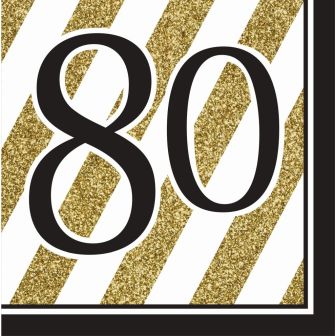 Black and Gold 80 Lunch Napkins 2 ply