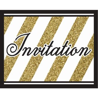 Black and Gold Foldover Invitations with Envelopes