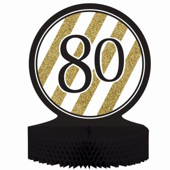 Black and Gold 80 Honeycomb Centrepiece
