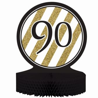 Black and Gold 90 Honeycomb Centrepiece