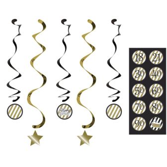 Black and Gold Dizzy Danglers with Stickers