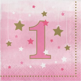 One Little Star Girl 1st Birthday Lunch Napkins 2 ply
