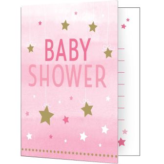 One Little Star Girl Baby Shower Foldover Invitations with Envelopes