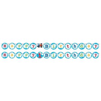 All Aboard Ribbon Banner with 1st Birthday Attachment
