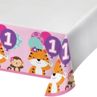 One is Fun Girl Plastic Tablecover Border Print