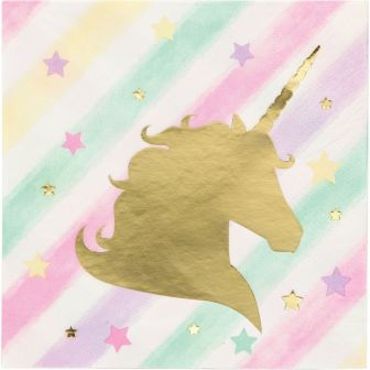 Unicorn Sparkle Beverage Napkins 2 ply Foil Stamp