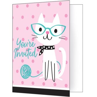 Purrfect Party Foldover Invitations with Envelopes
