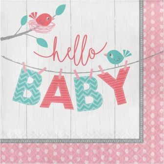 Hello Baby Girl Lunch Napkins 2 ply