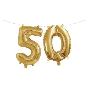 Number 50 Air Fill Balloon Banner with Ribbon