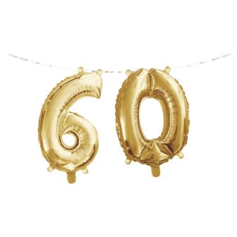 Number 60 Air Fill Balloon Banner with Ribbon