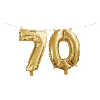 Number 70 Air Fill Balloon Banner with Ribbon