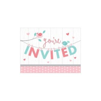 Hello Baby Girl Postcard Invitations with Envelopes