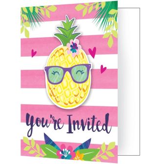 Pineapple 'n' Friends Foldover Invitations with Envelopes
