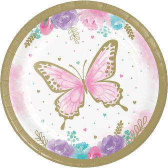 Butterfly Shimmer Paper Lunch Plates