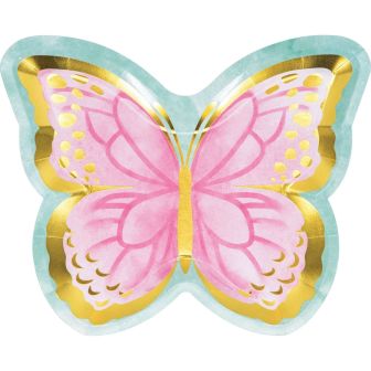 Butterfly Shimmer Paper Dinner Plates 8pk