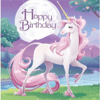 Unicorn Fantasy Happy Birthday Lunch Napkins 3 ply