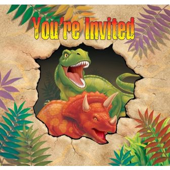 Dino Blast Gatefold Invitations with Envelopes