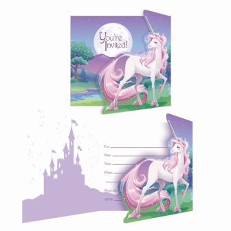 Unicorn Fantasy Gatefold Invitations with Envelopes