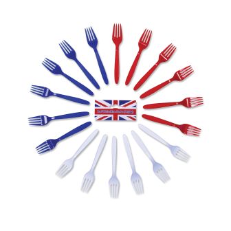 Red / White / Blue Union Jack Forks - 18 Piece