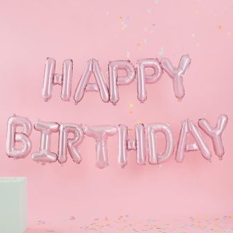 Matte Pink Happy Birthday Bunting Balloons