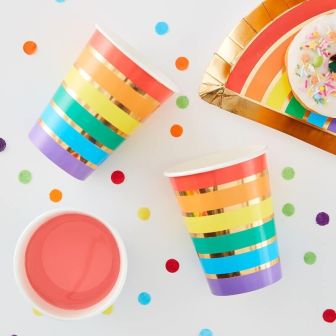 Rainbow Striped Party Cups - 8pk