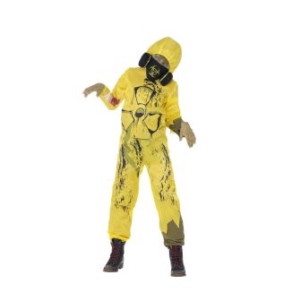 Toxic Waste Costume Yellow Jumpsuit with Gas Mask
