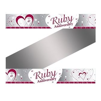 40th Ruby Anniversary Wishes Foil Banner
