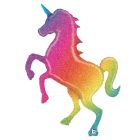 Glitter Rainbow Unicorn Holographic Supershape Balloon - 53" Foil